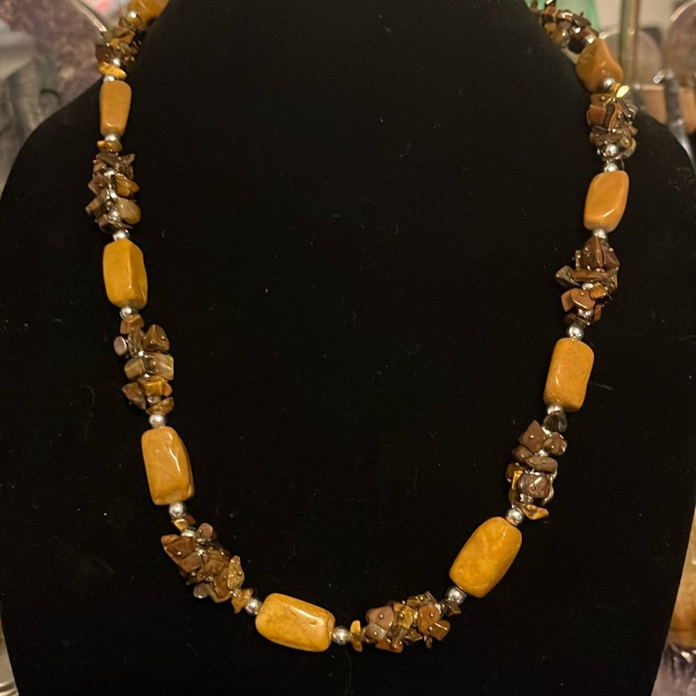 Tiger eye natural stone adjustable necklace